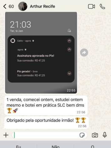 Prova social 2 — resultado compartilhado por membro do MVA