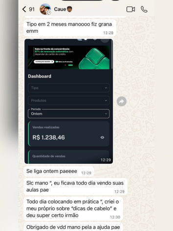 Prova social 3 — mensagem real recebida de membro do MVA